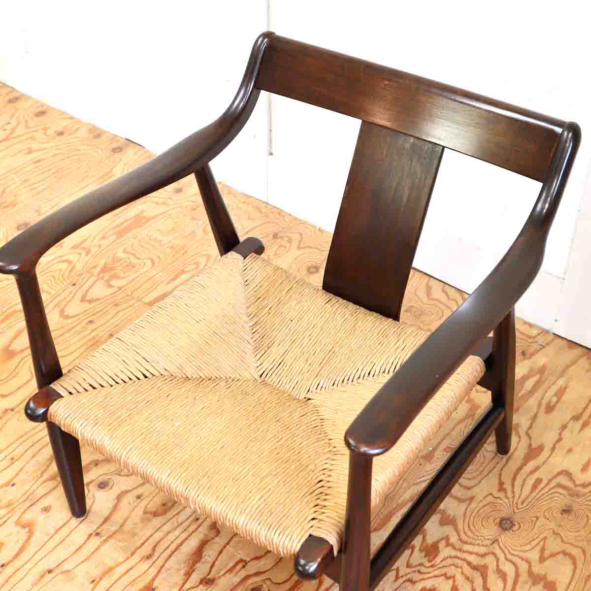 松本民芸家具 #77型 曲肘イス ラッシ 1人用 【1】 民芸イス 中古