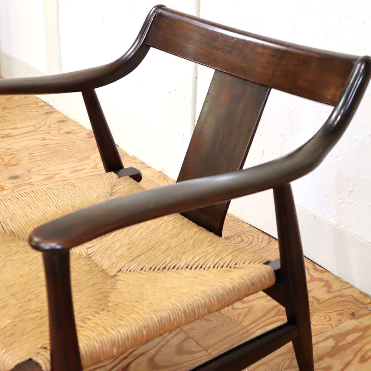 松本民芸家具 #77型 曲肘イス ラッシ 1人用 【1】 民芸イス 中古