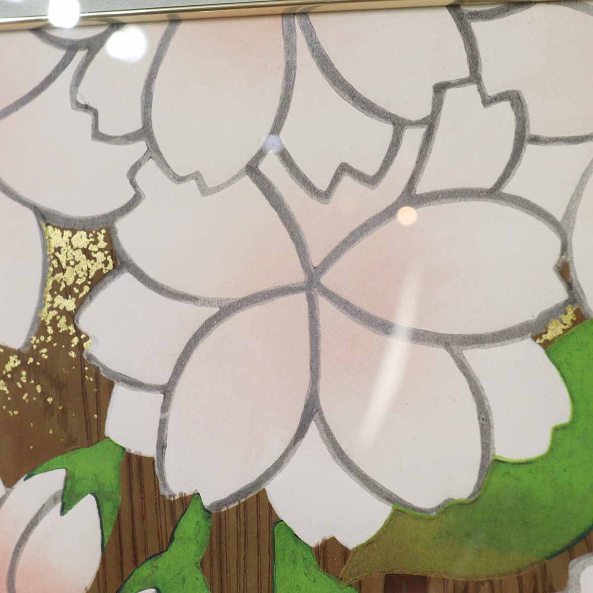 橋本明治 杉戸絵「桜」 木版画 絵画 中古