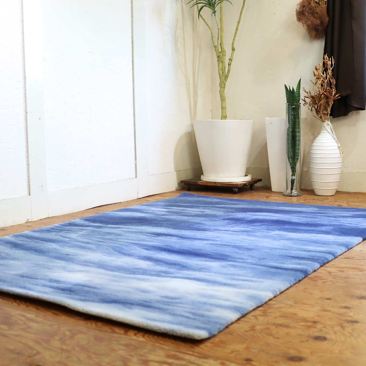 オリエンタルカーペット 山形緞通 UMI-Dark Blue M 絨毯 ラグ