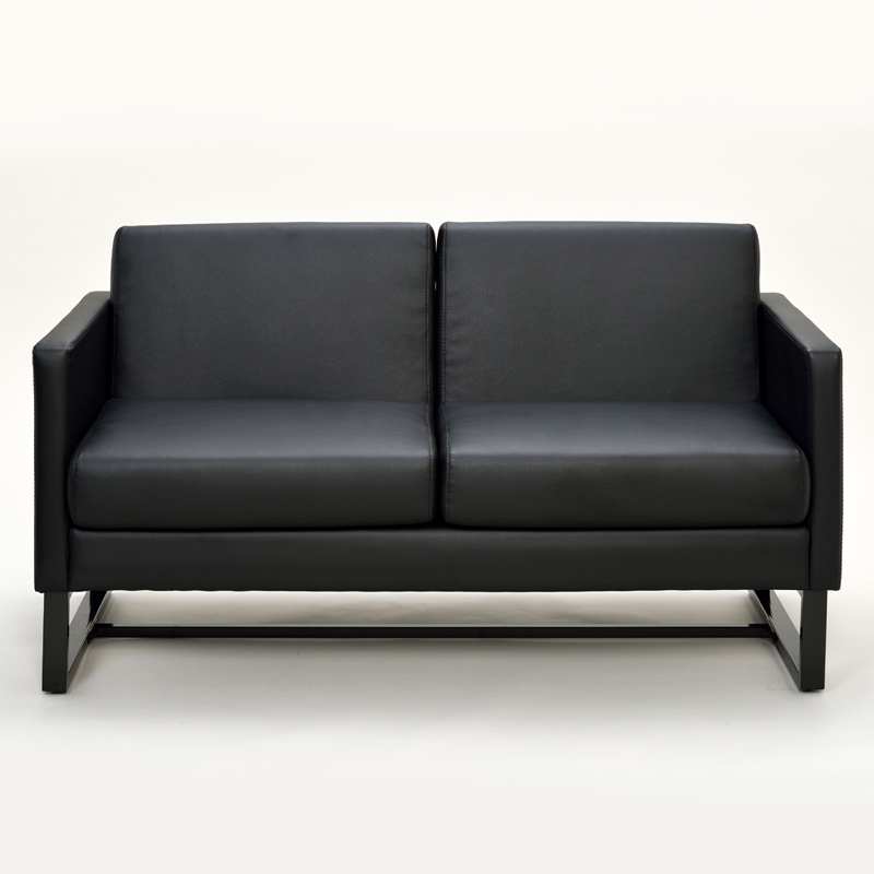 スクエアソファ レザー 2人掛け ブラック GZSSF-L2PBK | オフィス