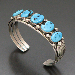 ナバホ族 V CHEE スリーピングビューティー ターコイズ バングル