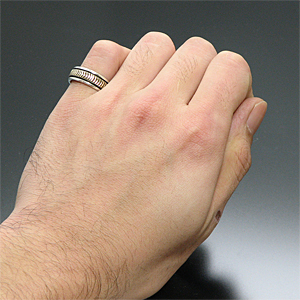 ナバホ族 Bruce Morgan/ブルース・モーガン 14K スタンプワーク リング