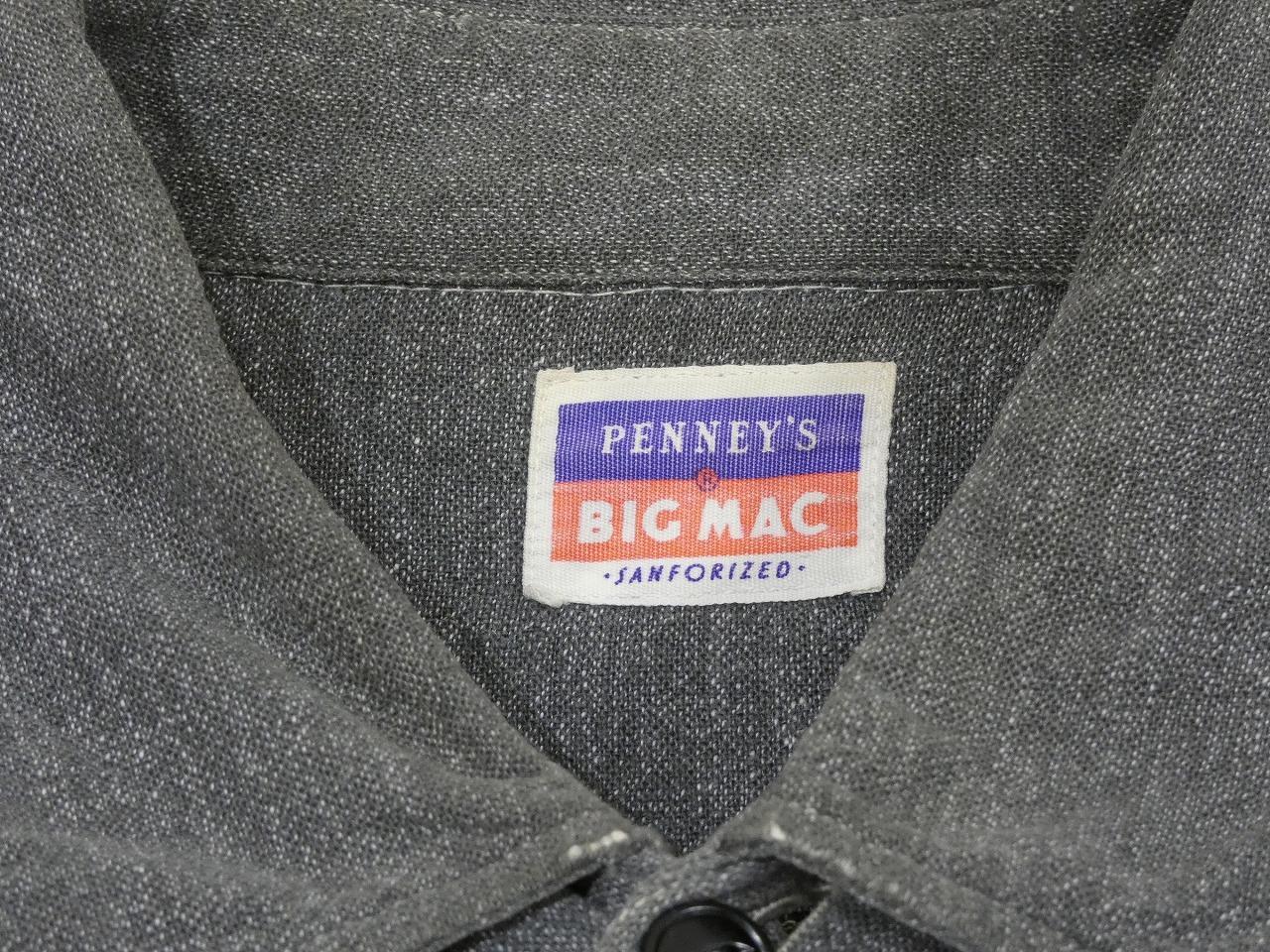 50s JC Penney BIG MAC SALT&PEPER BLACK CHAMBRAY SHIRT - RICUR