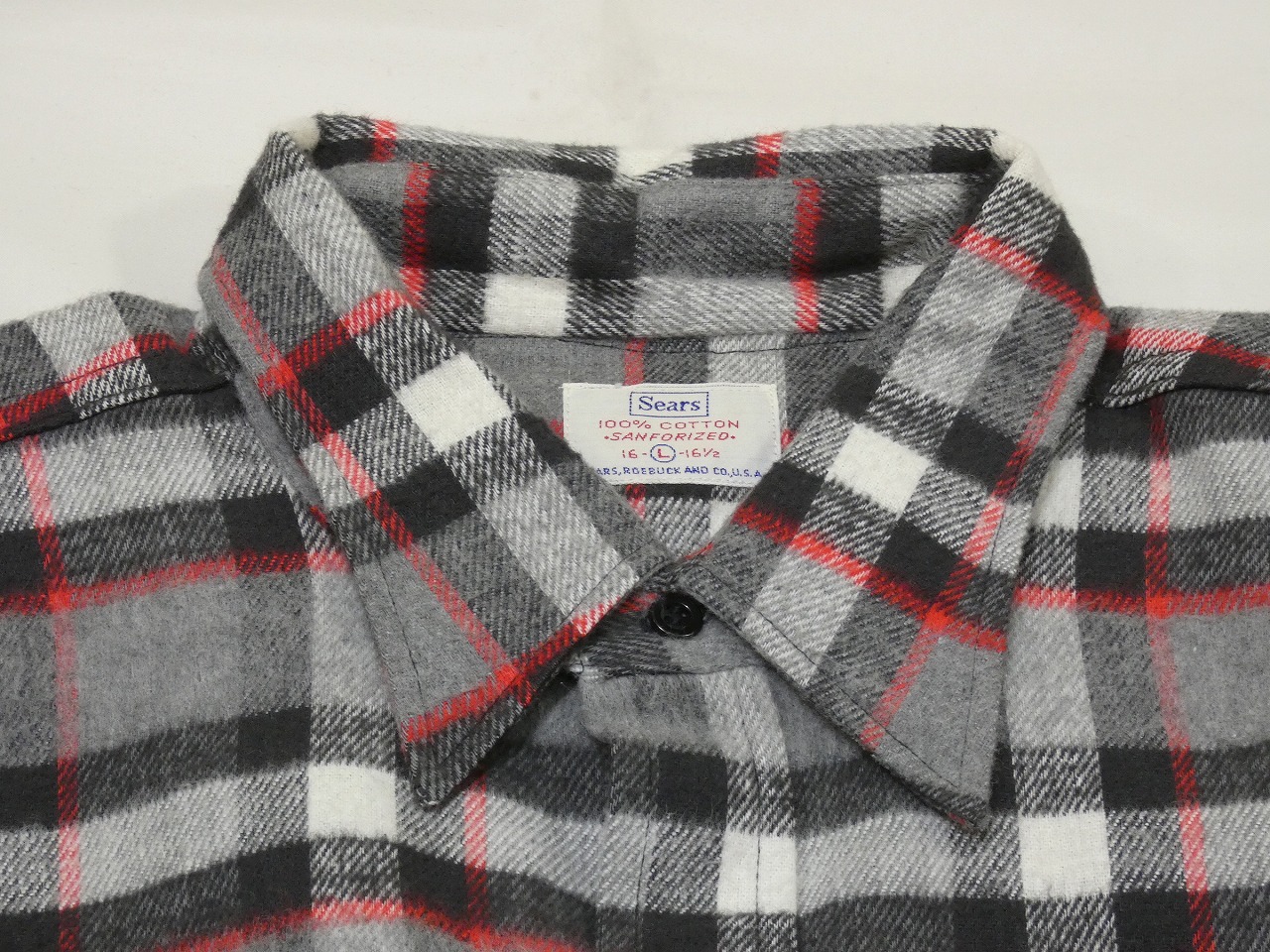60s Sears COTTON FLANNEL WORK SHIRT DEAD STOCK - RICUR