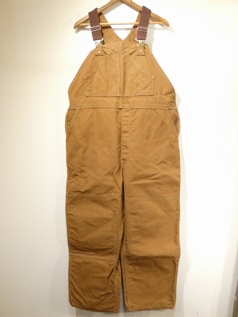 70s Carhartt DOUBLE KNEE BROWN DUCK OVERALL 46×30 DEAD STOCK ONE
