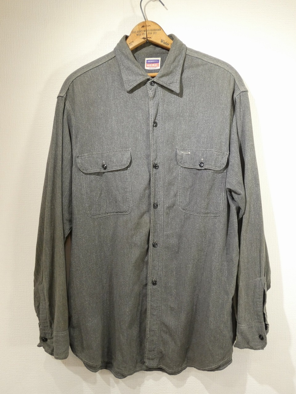 50s JC Penney BIG MAC SALT&PEPER BLACK CHAMBRAY SHIRT - RICUR