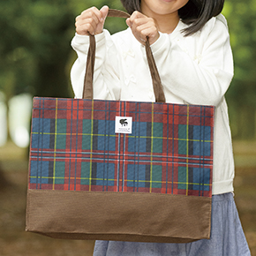 完売】ピアノライン マチありレッスントートバッグ（チェック×ブラウン