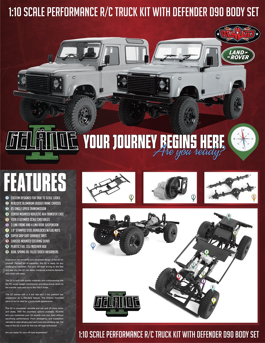 RC4WD Gelande II Truck Kit with 2015 Land Rover Defender D90 Hard