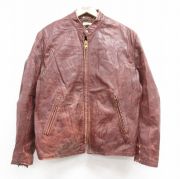 古着通販 L☆古着 長袖 スエード レザー ボア ジャケット メンズ 90