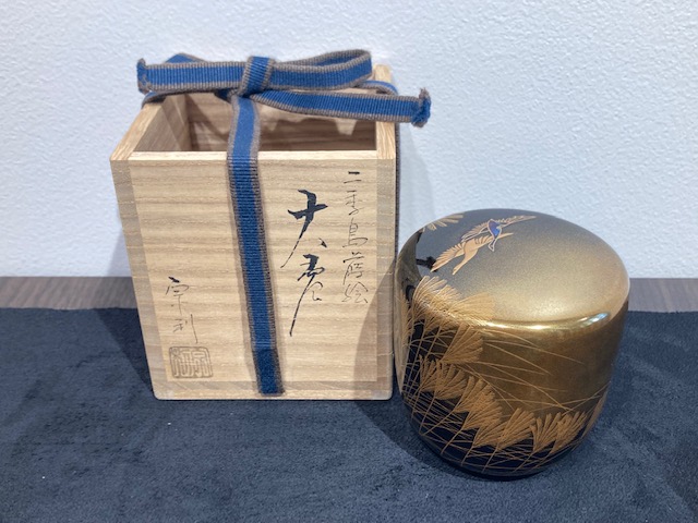 塗師表正青貝鶴蒔絵香合茶道具
