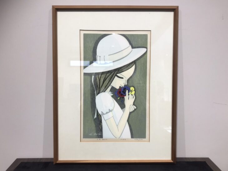 池田修三 作 『木版画 三色すみれ』 ｜骨董品買取 緑和堂