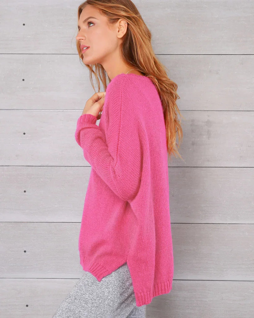 Ansel V Lightweight Sweater - Peony | Wooden Ships