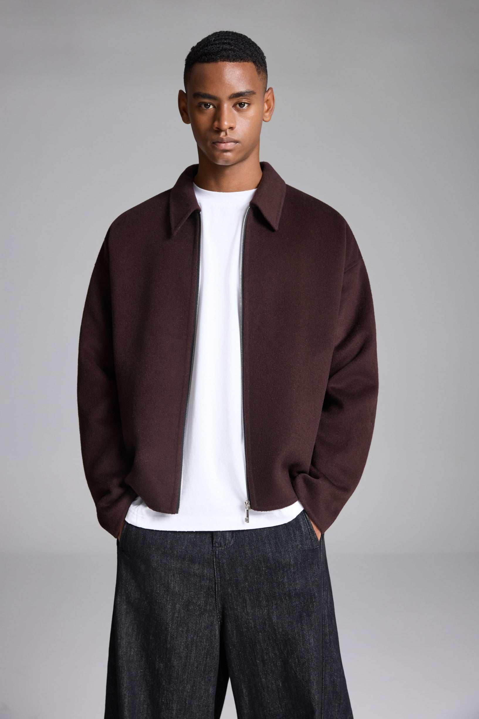 ハンドメイド ピュアウール ジャケット ブラウン – Woolenmaker Japan