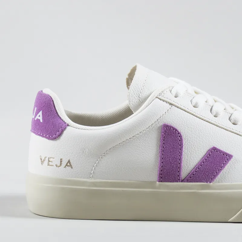 Veja Womens Campo Chromefree Leather Shoes Extra White Mulberry