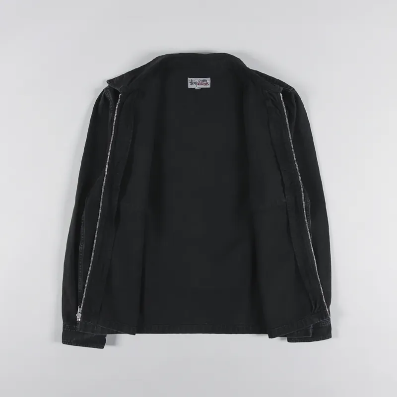 Stussy Washed Canvas Zip Shirt Black