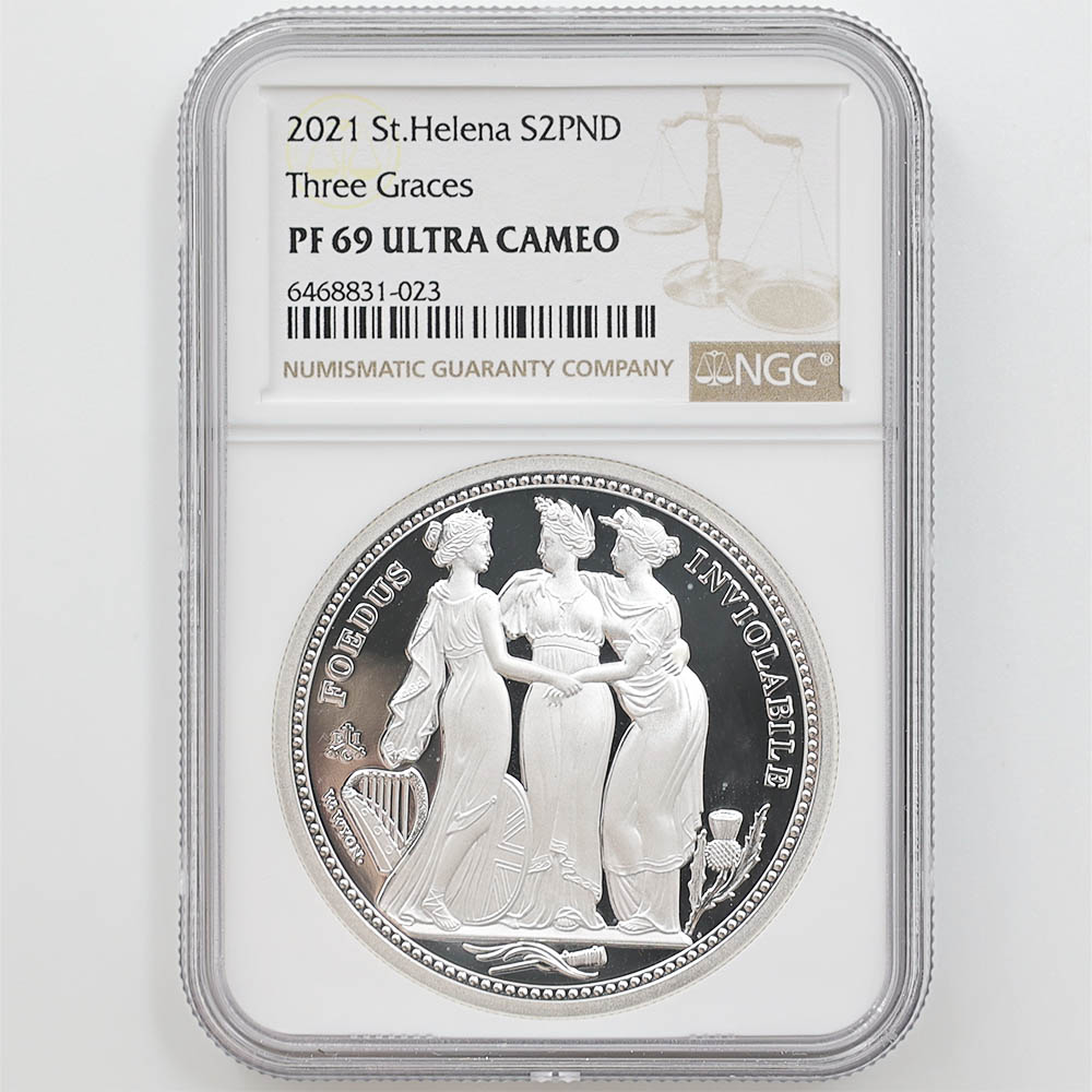 2021 セントヘレナ スリー グレイセス 銀貨 2ポンド PF 69 UC
