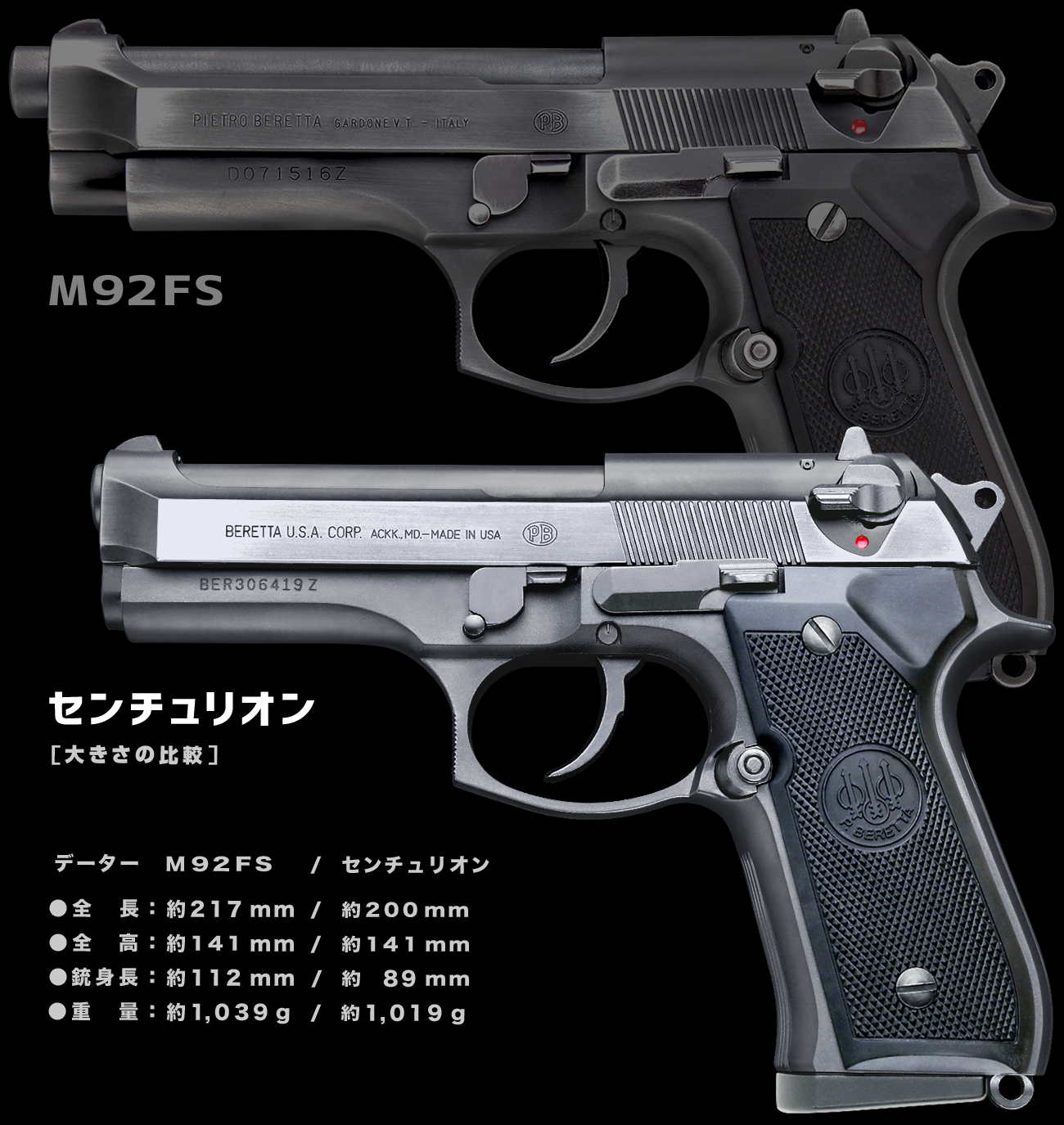 完売】WA【ベレッタ】92FSセンチュリオン カーボンブラック 【WESTERN