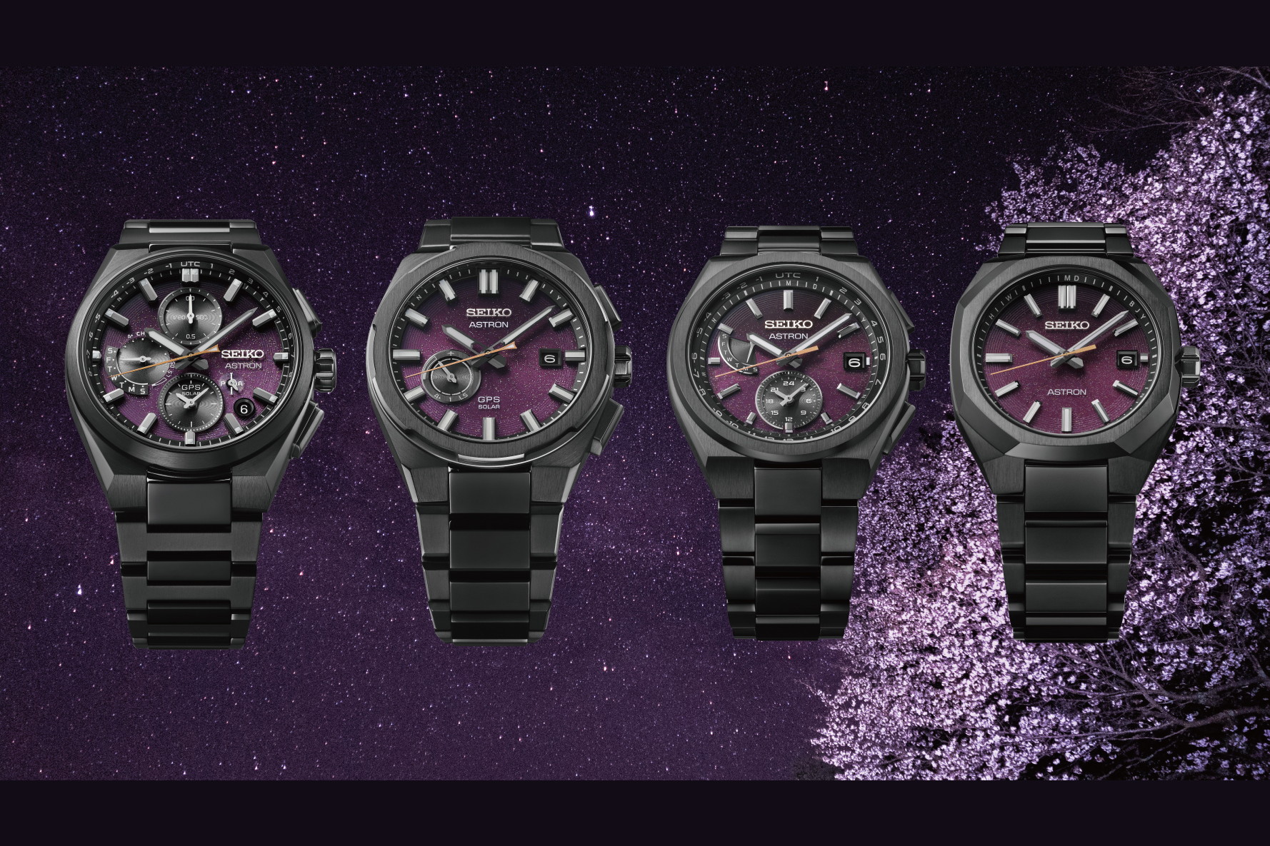 セイコー アストロン、星空と夜桜をブラック・パープルで表現した4