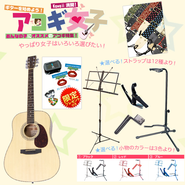S.Yairi エスヤイリ YD-38(NAT) アコギ女子セット ［ 応援プレゼント