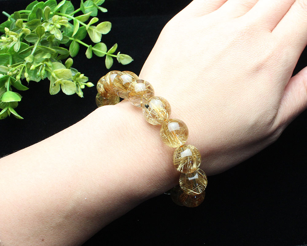 超極上品】14.5ミリ 極太 タイタン ルチルクォーツ （金線入水晶