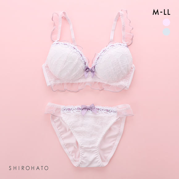 ピュアシェリ メロウリボン ノンワイヤー ブラセット M L LLブラジャー