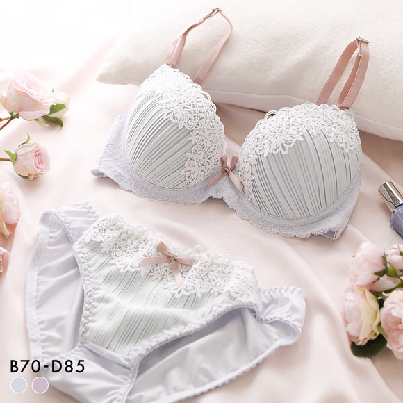 ピュアシェリ 脇高 ロマンティックプリーツ ブラセット BCD 谷間 盛り