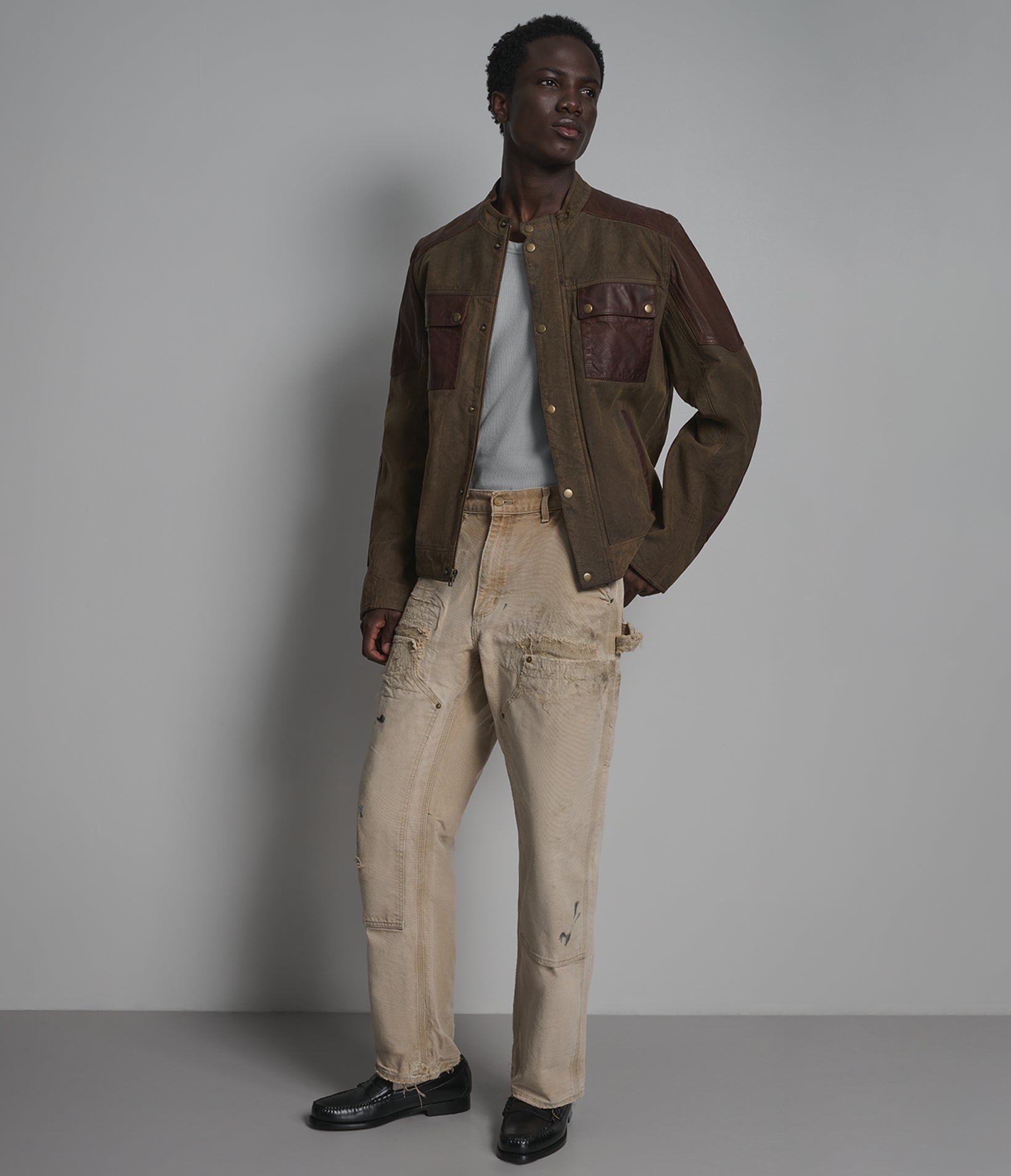 Dallas Vintage Leather Color Block Moto Jacket | Wilsons Leather