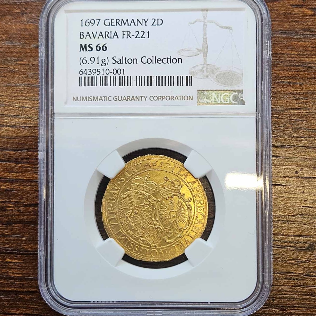 最高グレード鑑定品】ドイツ バイエルン 2ダカット金貨 1697年 MS-66
