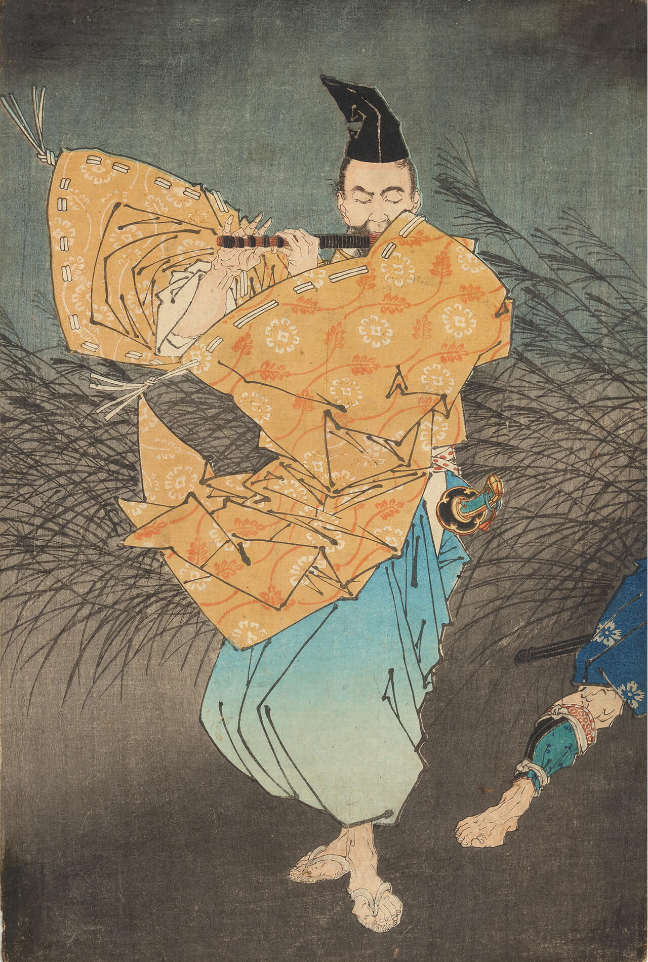 月岡芳年 作 「藤原保昌月下弄笛図」（武者絵）／ホームメイト