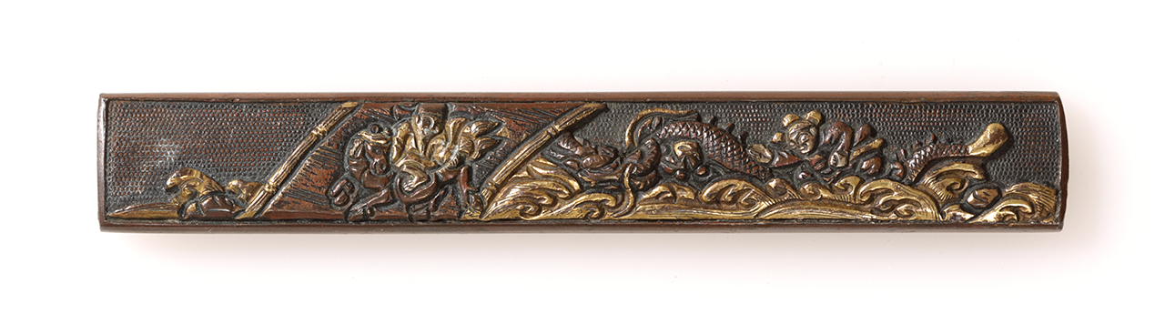 柄 縁頭 青海波彫 金具 目貫鳳凰 江戸時代 書鍔箱 柄 縁頭 青海波彫