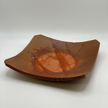 伊勢崎創作 備前焼 角皿 【木箱付き】 備前焼陶吉は人間国宝作品から