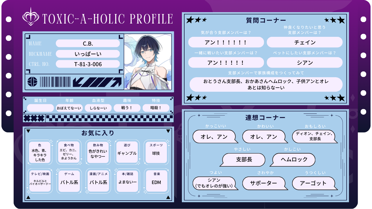 プロフィール帳：アーカイブ| NEWS(ニュース) | Toxic-a-Holic（トキ