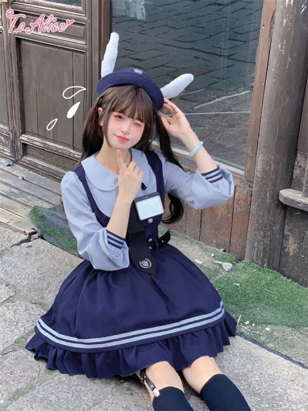 ToAlice】C8090レイヤード風長袖ポリスワンピース - To Alice