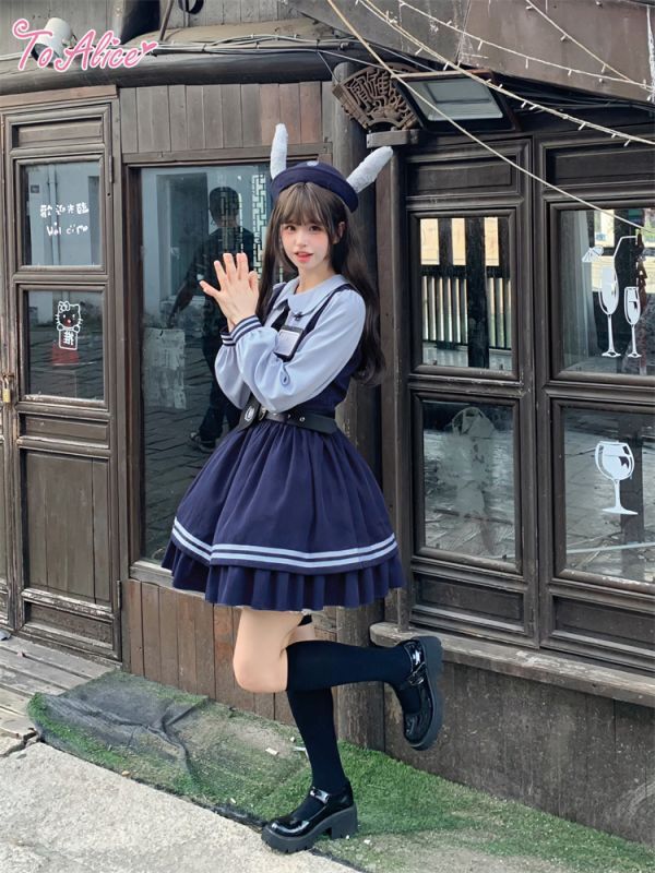 ToAlice】C8090レイヤード風長袖ポリスワンピース - To Alice