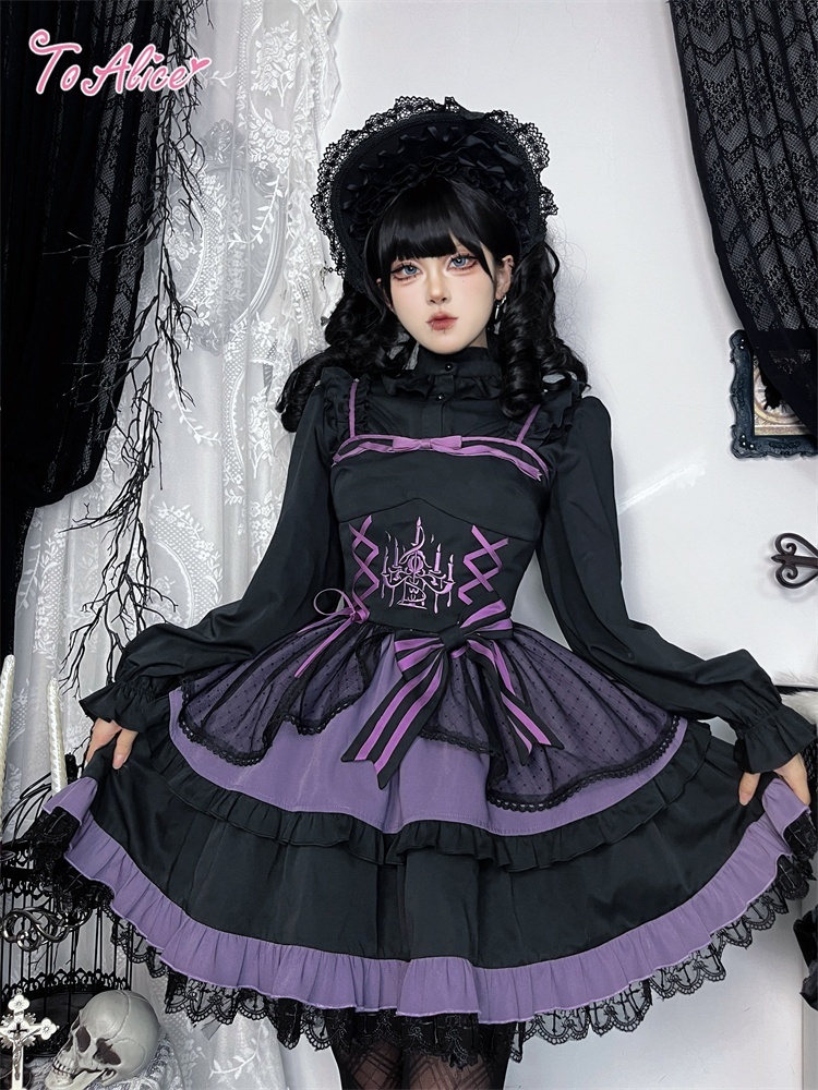 BlackShamrock】F112ぷっくりお袖のフリルスタンドブラウス【50％OFF