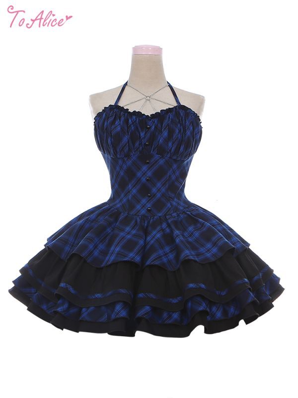 BlackShamrock】F37パンクロックティアードジャンパースカート【肩紐