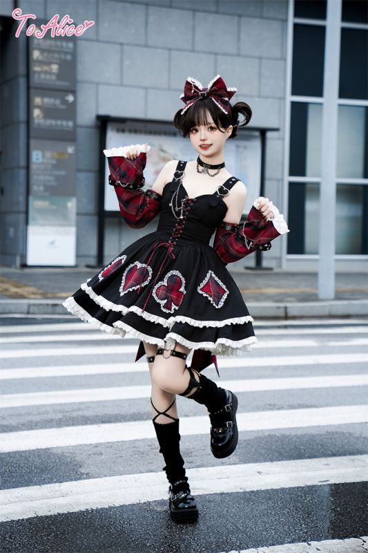 Last one】【ToAlice】S3085ロックチェックアリスリボンカチューシャ