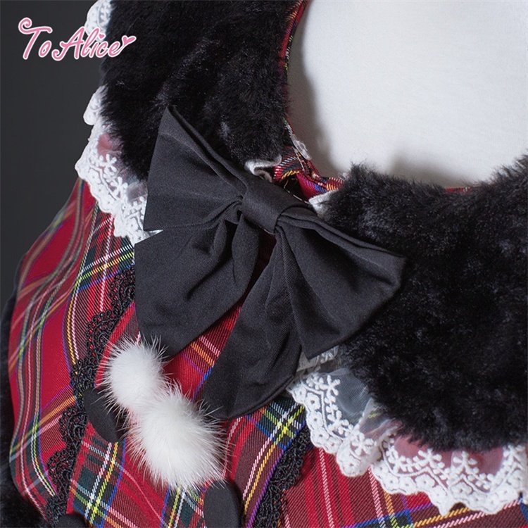 ToAlice】L1699 ファー使いタータンチェックケープ - To Alice