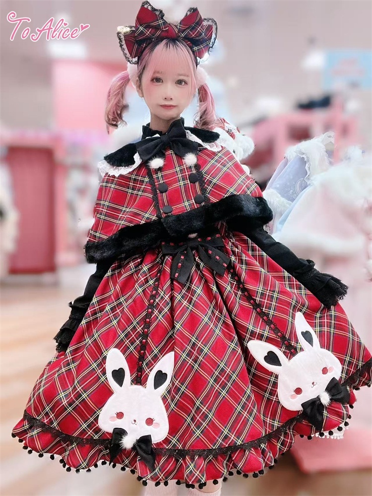 ToAlice】L1699 ファー使いタータンチェックケープ - To Alice