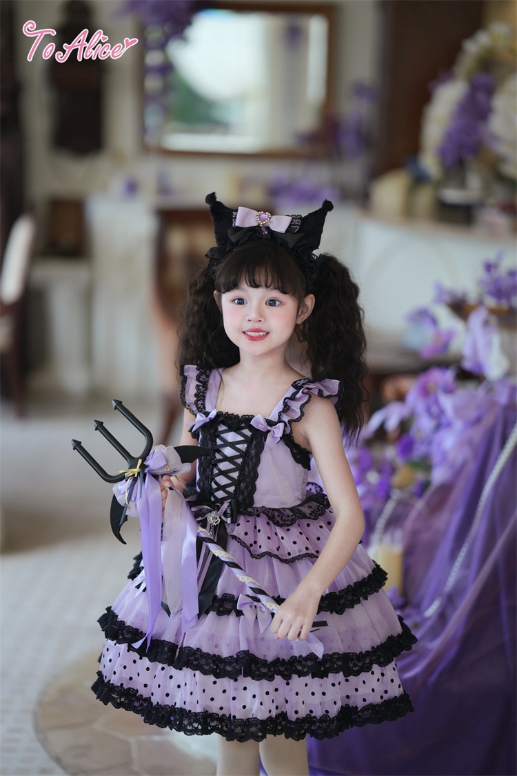 送料無料】TZ10 ドット柄レースアップフリルジャンパースカート《予約