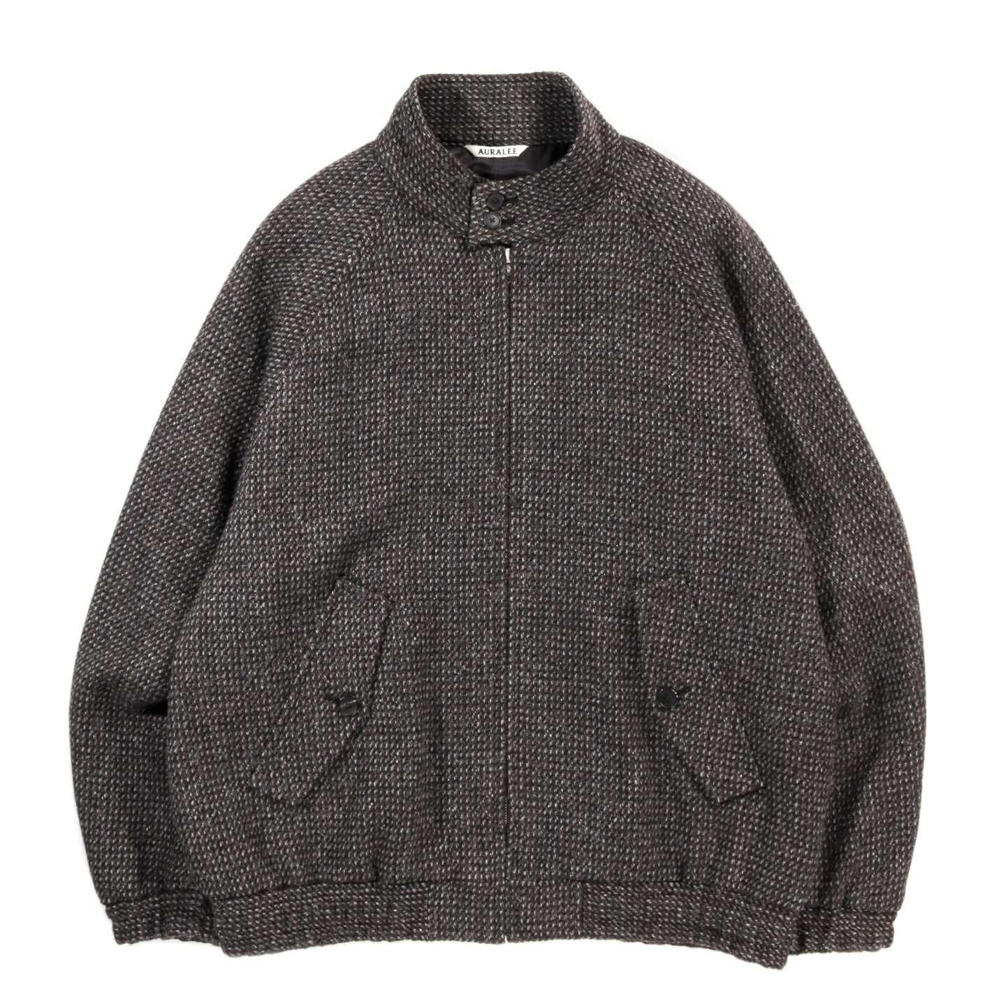 AURALEE ALPACA WOOL SILK TWEED ZIP BLOUSON GRAY BROWN HAIRLINE