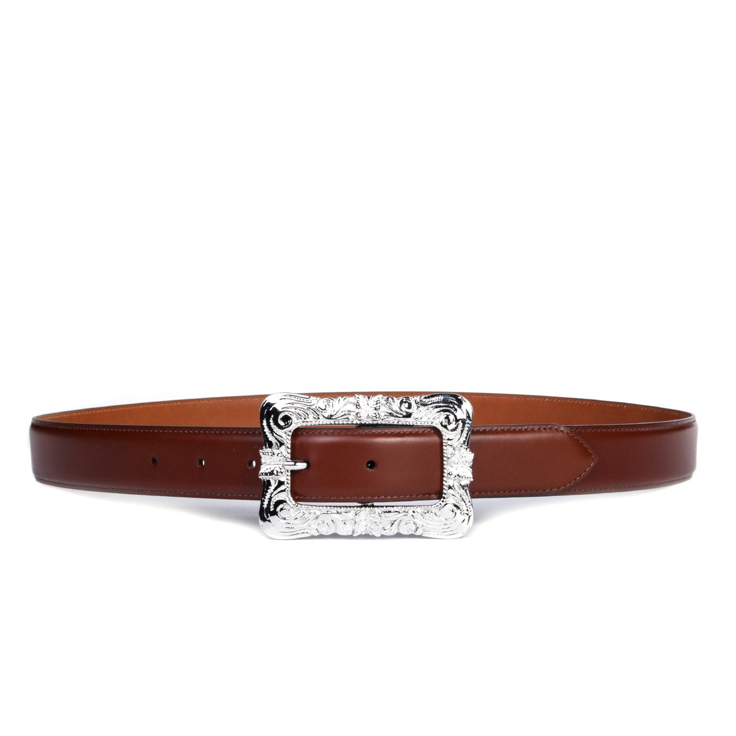 NEEDLES PAPILLON SQUARE BUCKLE BELT BROWN LEATHER | TODAY CLOTHING