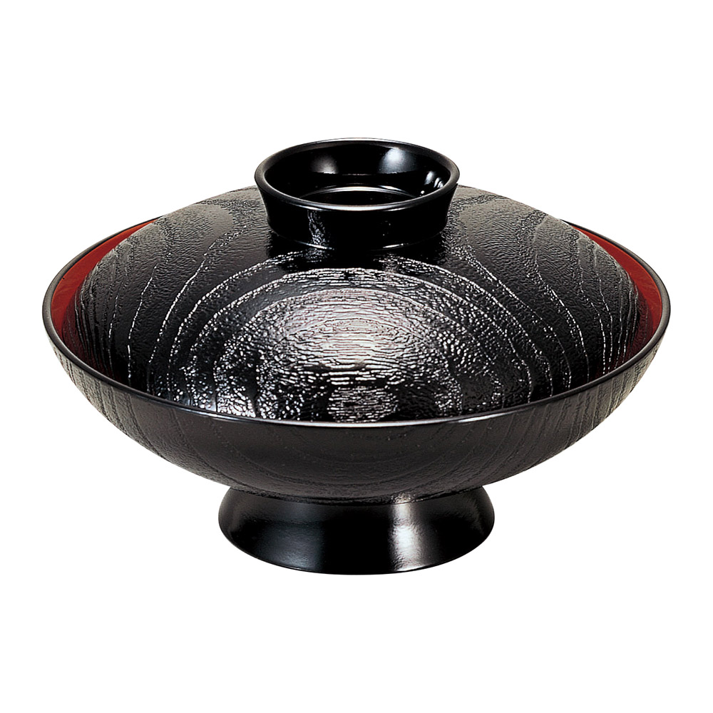 A]5寸低型大名椀黒内朱(蓋付の汁椀(漆器・樹脂・木製))|食器通販の陶磁庵