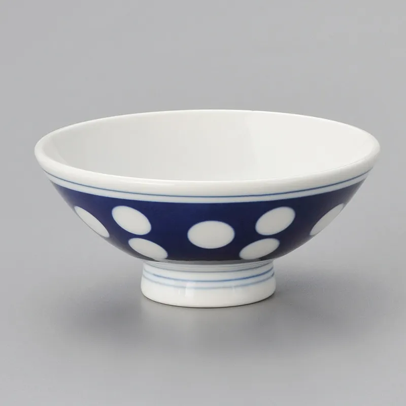 水玉絵厚口中平(磁器製ごはん茶碗)|食器通販の陶磁庵