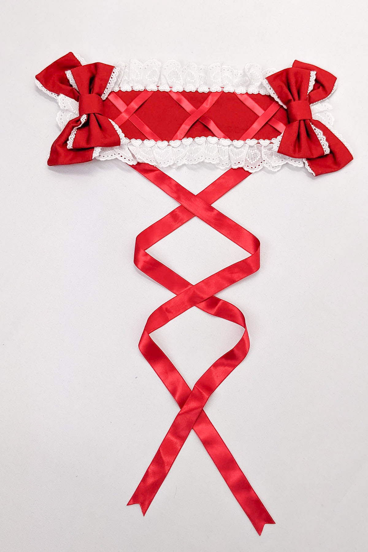 おめかしリボンヘッドドレス 赤×白｜東京ロリィタ-TOKYO LOLITA