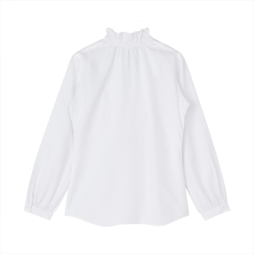 COFREX】 Vネックフリル 長袖 レディースフリルシャツ(S ホワイト