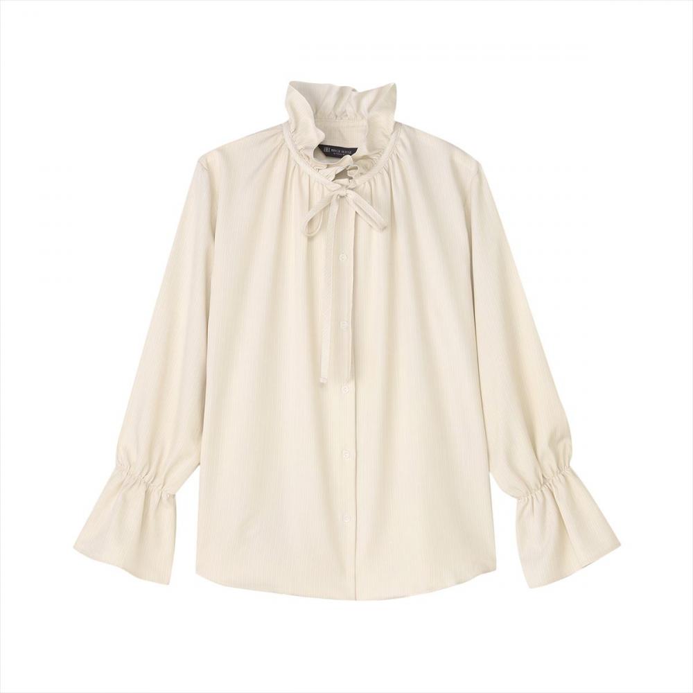 COFREX】 フリルリボン ブラウス 長袖 レディースデザインシャツ(M