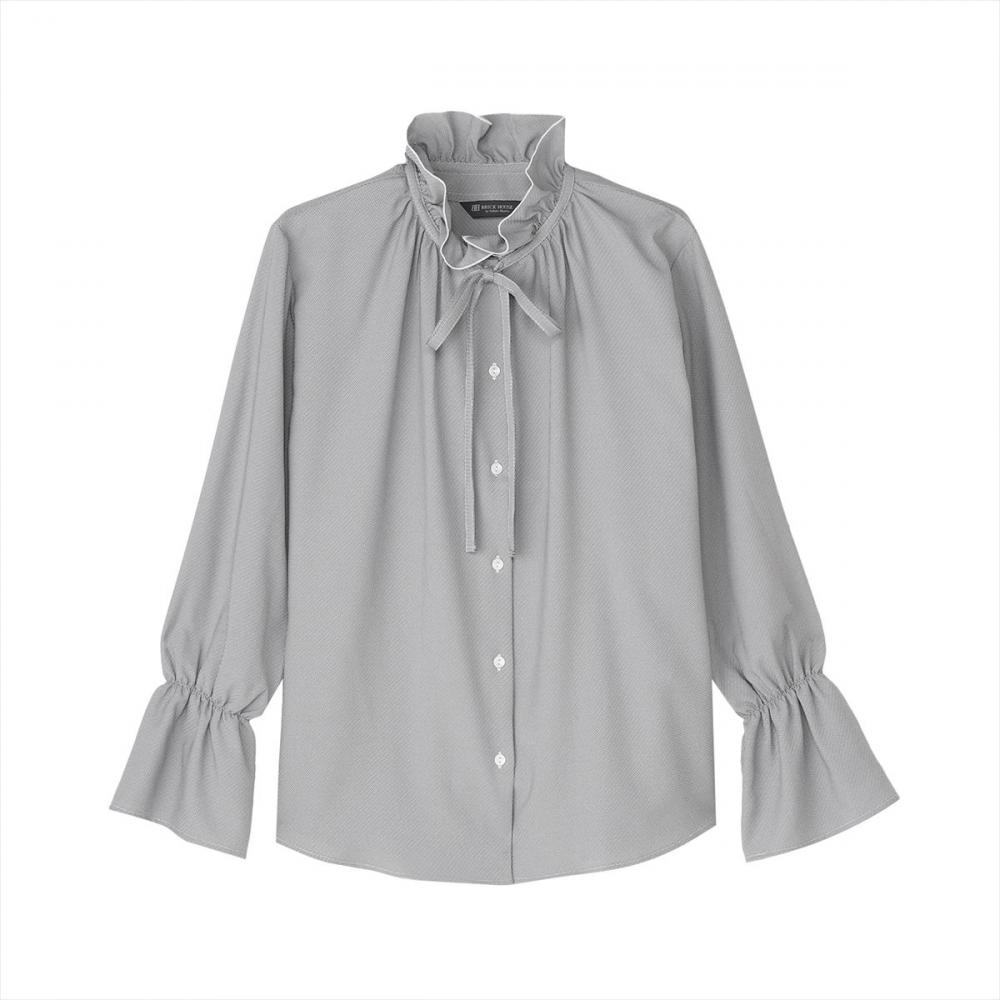 COFREX】 フリルリボン ブラウス 長袖 レディースデザインシャツ(M