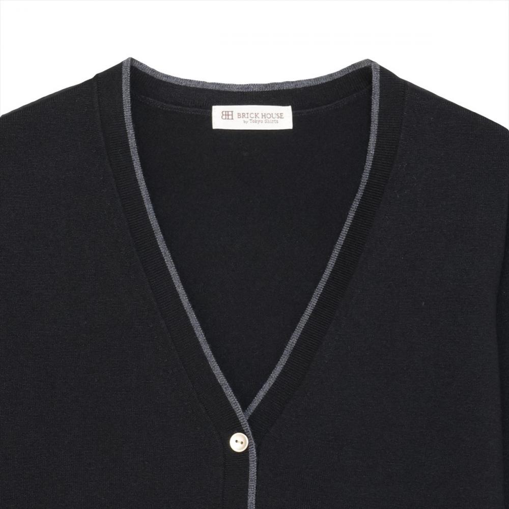 ニット アンチピリング 配色 Vネック カーディガン レディース(M